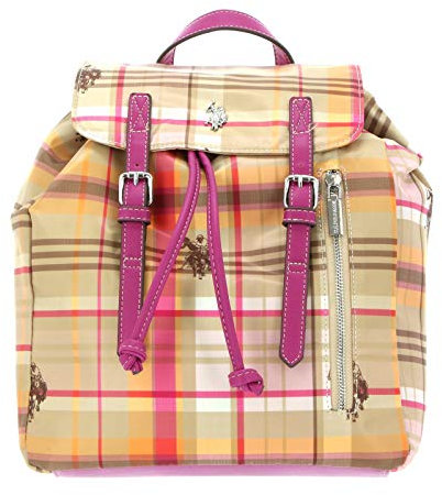 U.S. POLO ASSN. Houston Checked Backpack Checked Fuchsia