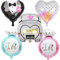 DIWULI Hochzeit Luftballons 5 Stk Ballon-Set, Auto Luftballon + 2x Herz-Ballon + 2x Ring-Ballon, Herzluftballon, Herzfolienballon, Folien-Luftballon Herzform, Folien-Ballons, Dekoration, Wedding Liebe