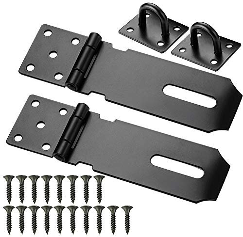 2 Sets Door Padlock Hasp Heavy Duty Stainless Steel Padlock Hasp and Staple Security 4 Inch Padlock Hinge Latch Shed Lock Hasp Door Clasp Gate Lock Latch for Internal Door Outdoor Sheds Window Cabinet