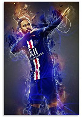Huangchen Fußball-Star Neymar Poster - Dekoratives Gemälde auf Leinwand - Wandkunst für Wohnzimmer und Schlafzimmer - 50 x 75 cm