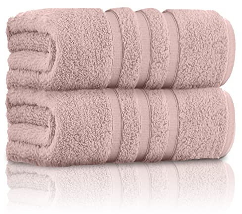 GC GAVENO CAVAILIA Pack of 2 Ultra Soft Super Absorbent Bath Sheets, 550 GSM 100% Cotton Line Texture Towels, Blush Pink, 80x140 Cm