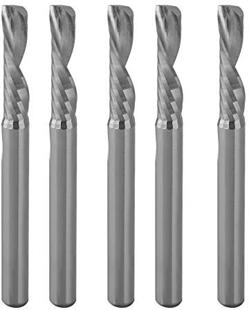 Timelee CNC-Fräser für Acryl-, PVC-, MDF-, Aluminium-Fräser, 4 mm, 4 mm, CED 17 mm, 1 Flöte, einschneidig, Spiralfräser, CNC-Fräser, für Acryl, PVC, MDF, Aluminium, 5 Stück
