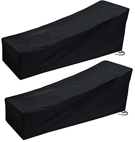 Gicov Lot de 2 housses de chaise longue extérieures imperméables et résistantes ourlet élastique coupe-vent Extra large Anti-UV Protection toute saison