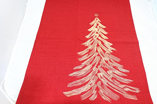 Sander Weihnachten Nash weihnachtsrot mit Goldstickerei Tischläufer 50 x 150cm Artikel 81869 Fb.26 100% Polyester gold Tannenbaum sehr edel Glitzer glitzernd Stickware 40° waschbar
