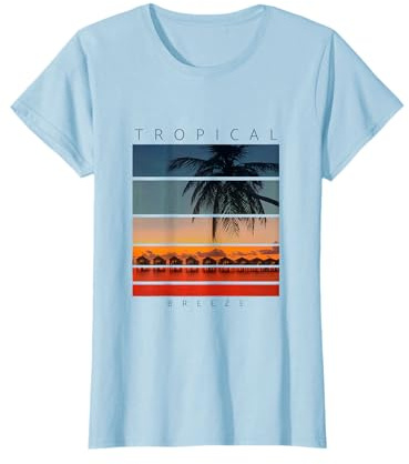 Tropischer Sonnenuntergang Palmen Wasservilla Karibik T-Shirt