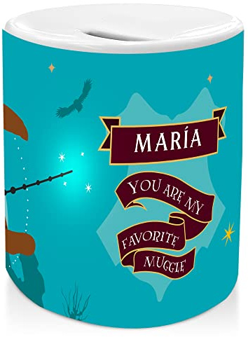 LolaPix Spardose Gryffindor - Personalisierte Geschenke für Harry Potter Fans & Geeks - Rot - 11.5 cm hoch x 6.5 cm Durchmesser - Keramik mit Bodendeckel
