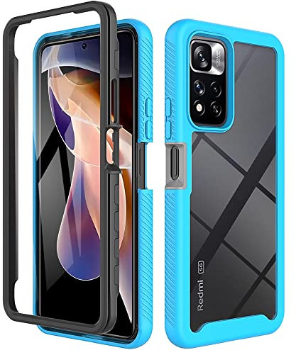 ESTH® Funda para Xiaomi Redmi Note 11 Pro Plus 5G [Protección Completa Anti-caída de 360°] Carcasa Transparente de Grado Militar con Protector de Pantalla Incorporada, Azul Claro
