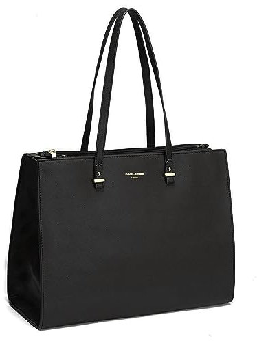 David Jones - Damen Shopper Handtasche - Frau Große Henkeltasche PU Leder - Arbeitstasche Viele Fächer Tasche - Aktentasche A4 Laptop Schultertasche Business Arbeit Schule Büro Elegant Tote - Schwarz