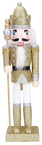 BESPORTBLE Traditional Wooden Nutcracker: 12 Inch Christmas Decor, Nutcracker Figurine Ornament, Desktop Decoration 1pc Golden