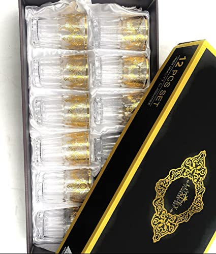 Genérico Lot de 12 Verres Arabes à Thé Luxury Incassable Transparent ou Incolore Réutilisable Tasse à Thé Maison Théière