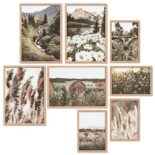 Heimlich – Poster-Set – 4 A3 / 30 x 42 cm + 4 A4 / 21 x 30 cm – Premium-Poster – ungerahmte Drucke – moderner Stil – Pampasgras im Frühling
