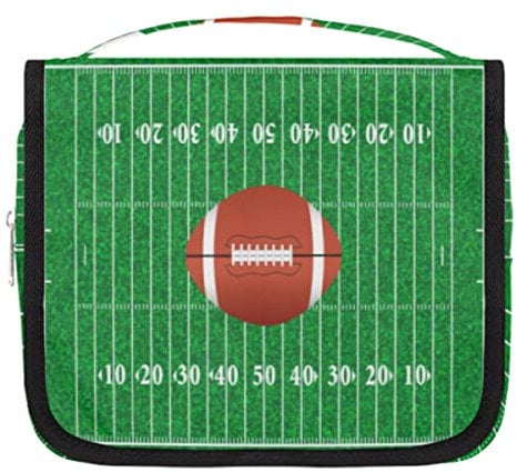 American Football H?ngende Kulturbeutel Fu?ball Reise Make-up Kosmetiktasche H?ngende Kulturtasche Organizer Tasche mit Haken f¨¹r Frauen Herren M?dchen Jungen, mehrfarbig