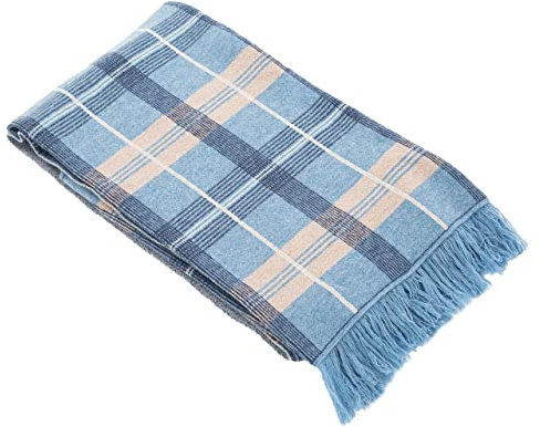 Saol Decke aus irischer Merinowolle, Decke mit Schottenkaro-Muster, hergestellt in Irland, Oxford-Blau