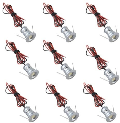 AIBOO 12V LED Einbaustrahler Einbauleuchten 9er Set,IP54 Einbauspot LED von Einbauleuchten Deckenspots Deckenstrahler mit Kabel für Indoor-Schrank Beleuchtung (Tageslicht weiß)