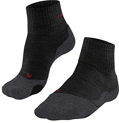 FALKE Herren Wandersocken TK2 Explore Short M Sso Wolle Funktionsmaterial antiblasen dick 1 Paar, Grau Asphalt Melange 3180, 46-48