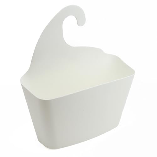 DIVCHI Bathroom Storage Caddy Basket with Self-Draining Design, Easy-to-Clean Shower Organiser Plastic Hanging Wall Organizer for Toiletries (White)