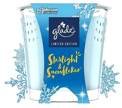 Glade (Brise) Duft-Kerze im Glas, Starlight & Snowflakes, mit ätherischen Ölen angereichert, 6er Pack (6x129 g)