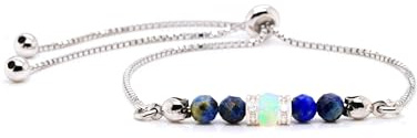 LIBERTY ANGELS - Edelstein/Naturstein Armband mit 925 Silber Perlen & echtem Opal - Perlenarmband