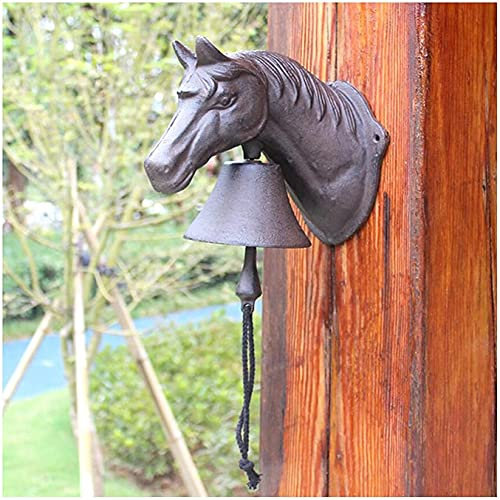 EVANEM Vintage Gusseisen Pferd Outdoor Glocke, manuell schütteln Wandbehang Türklingel Außendekor oder Innendekoration