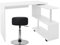ML-Design Eckschreibtisch drehbar mit Sitzhocker, Schreibtisch Bürotisch PC Tisch L-Form 2 Regale Weiß 150x88x75cm, Polsterhocker Hocker Kunstleder Schwarz rund Ø33cm drehbar höhenverstellbar 52–65cm