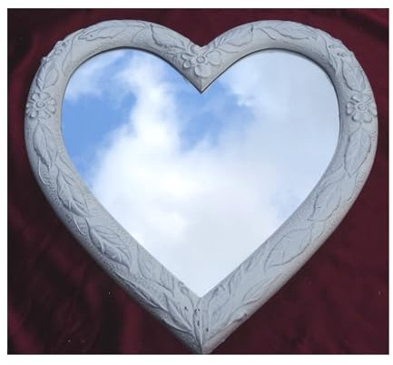 WANDSPIEGEL Herz LIEBESSPIEGEL Herzform BAROCK Weiss-Silber LIEBESGESCHENK Rokoko REPLIKAT NOSTALGISCH Renaissance BAROCKSTIL 72SP