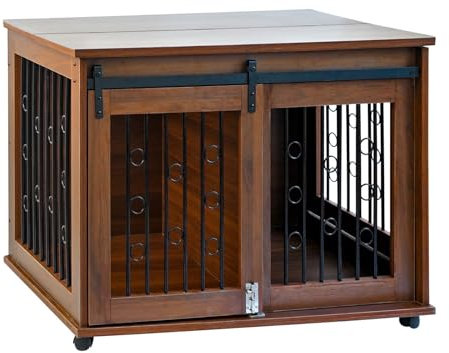 BAYTEWJX 2-in-1 Furniture Style Dog Crate Decorative Wooden Pet House End Side Table Wooden Dog Kennel with latch Heavy Duty Dog Crates Cage Furniture for Small Medium Large Dog.