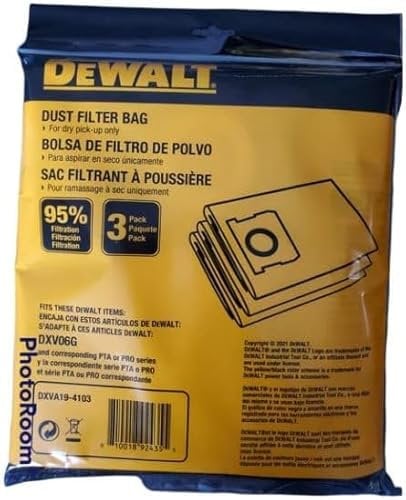 DeWalt Compatible 3-Pack Dust Bags for the DXV06G 6 Gal Vacuum Filter Bag DXVA19-4103