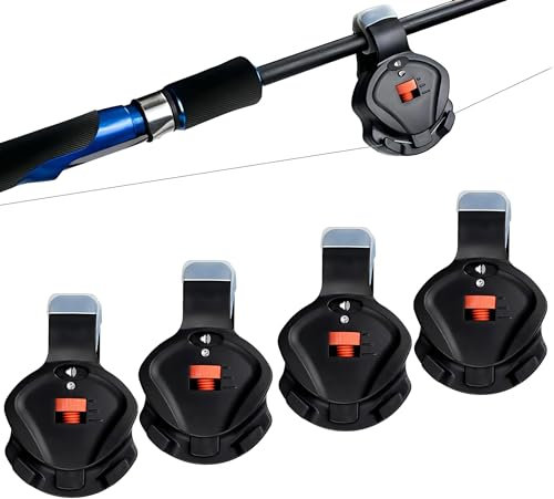 Mengshen 4 PCS Angelbissalarm, elektronische Alarmglocke mit Ton und LED-Anzeige Lautstärkeempfindlichkeit einstellbares Ausrüstungszubehör für Tag Nacht im Freien