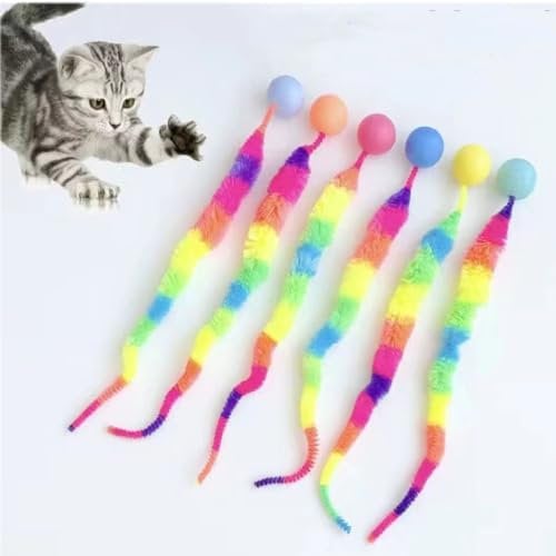 Herjiore 6 Stück Lustiges Katzenspielzeug, Wiggly Ball Katze, Hüpfball, Interactive Toy for Cats, Perfekt für Katzen Jeden Alters. (Farbe)