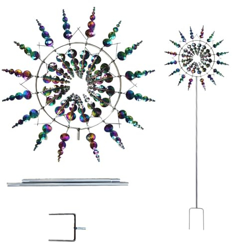 Windmühle Aus Metall, Metall Windmühle, Windspiel Magische Windmühle, Windmühle Garten Metall, Einzigartige Magische Rasen-Wind-Spinner für Hof und Garten Windfänger, 31×93cm