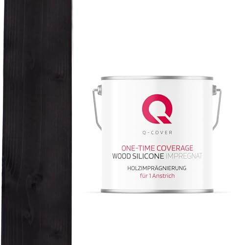Q-COVER Holzimprägnierung Für 1 Anstrich | Schwarz 5L | Holzschutz | 2 In 1 | Grundierung Mit Schutz | Farbimprägnierung | Imprägniermittel | Innen & Außen