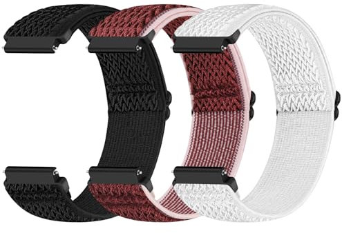 18mm Elastic Nylon Sport Watch Strap Compatible with Garmin Venu 3S/Venu 2S/Vivoactive 4S/Vivomove 3S/Active S/Forerunner 265(42mm)/Fossil Women's Gen 6 42mm/5E 42mm/Gen 4 Sport for Women Men