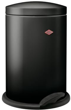 Wesco schlichter Tretabfallsammler 116 in der Farbe schwarz, pulverbeschichtetes Stahlblech, Kunststoffeinsatz 13 Liter Volumen, stabiler Fußtritt