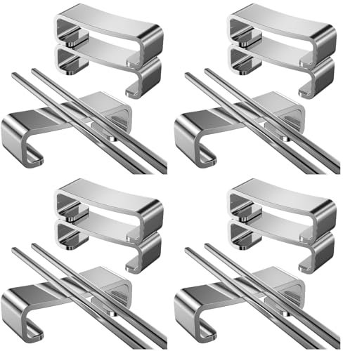 Amosfun 12 STK Edelstahl EssstäBchen Ablage, MesserbäNkchen Und LöFfelhalter, Rostfreier Stahl BesteckstäNder, KüChenutensilienhalter FüR Zuhause, Silber