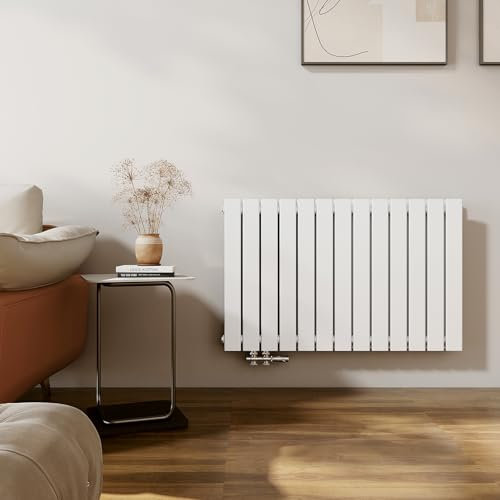 EMKE Radiateur Vertical 630x1000 mm - Plat Avec Design À Raccordement Central, Panneaux Double Couche Mural, Blanc, 1343 Watts