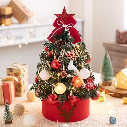 DUOJIN - Árbol de Navidad con luz LED, 45 cm, Mini árbol de Navidad, árbol de Navidad, decoración de Navidad, Suministros de Bricolaje para Mesa y Oficina en la Fiesta de Navidad