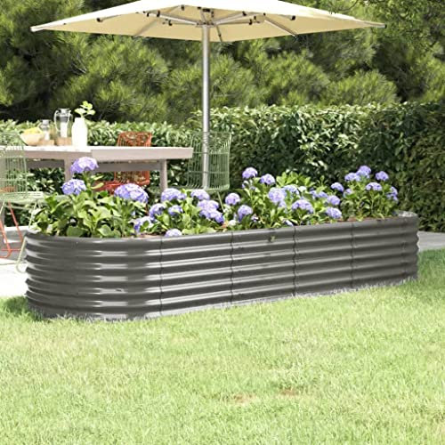 puraday Hochbeete Für Garten 224x80x36 cm Blumenkasten Pflanzkasten Terrasse Pflanzkübel Gemüsebeet Kräuterspirale XXL Hochbeet Metall Hochbeet Stahl Hochbeet Groß Gartenbeet Grau