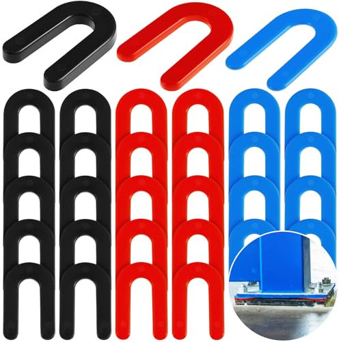 Innconee 30 Pcs Auto Lift Installation Leveling Shim Kit Plastic Shims 2 Post 4 Post Lift Shims for Surface Mount Automotive Car Repair, Black, Red, Blue