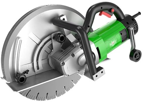 Electric Concrete Saw, Max Cutting Depth 10.6'' - Powerful Wall Line Cutter Circular Saw for Wood, Soft Metal, Tile, Plastic - Rubber Handle, Water Pump, Blade - Slotting Marble - Precision Cuts