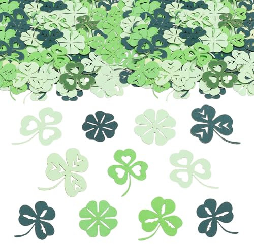 ParPix 100 Stück Kleeblatt Deko Konfetti, Groß Streudeko 4cm, St Patricks Day Deko Confetti, Tischdeko Grün, Glücksklee, Confetti für Silvester, Taufe