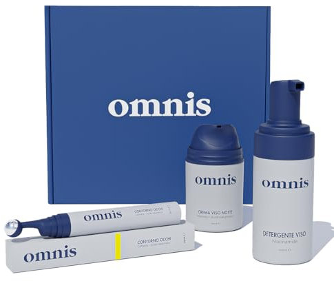 Omnis Uomo Kit Skincare: Crema Viso Notte Anti-Età + Contorno Occhi Anti-Borse + Detergente Viso Uomo – Idratazione, Anti-Rughe, Pulizia Profonda (CREMA VISO + CONTORNO OCCHI+ DETERGENTE)