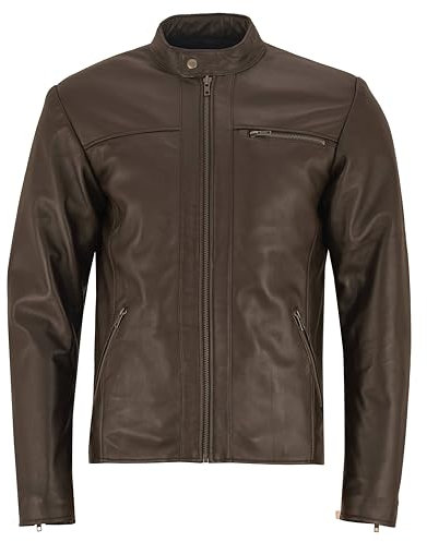 Vance Herren Echt Lederjacke aus 100% Lammleder (Schwarz) oder Rindsleder (Braun) (DE/NL/SE/PL, Alphanumerisch, XL, Regular, Regular, Mokkabraun)
