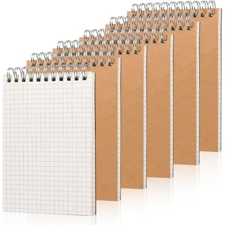 6 Stück A6 Spirale Notizblock, kleines Spiral-Notizbuch, Gitter-Tagebücher mit insgesamt 960 karierten Seiten, Kraft Hardcover für Zuhause, Schule und Arbeit