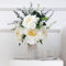 Artificial Peony Flower Arrangements in Ceramic Vase, 16 Faux Dahlia Flowers with Eucalyptus Stems and Decorative Leaves, Vase with Jute Rope & Heart Charm, Table Centerpiece for Farmhouse Décor