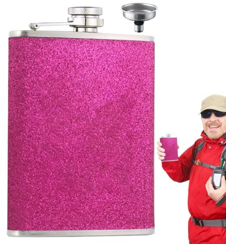 Rrlihjgu Petaca de Acero Inoxidable para Beber Alcohol - Frasco de Licor Con Purpurina, 8 oz, Portátil a Prueba de Fugas Con Embudo para Hombres