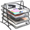 Porta documenti ufficio scrivania a 4 livelli-Organizer documenti in metallo-Design a rete-Per A4 e forniture da scrivania-Color nero-Portadocumenti da scrivania