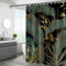 Sonbraux Leaves Shower Curtains for Bathroom Green Black Gold Tropical Wet Room Shower Curtain, Washable, Waterproof, Cloth Fabric, 180 x 180cm