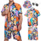 HarnyLoom Hawaiian Shirts for Men, Mens T Shirt and Short Bucket Hat Sunglasses Set Short Sleeve Tropical Summer Beach Vacation Fancy Costume Adult Outfit