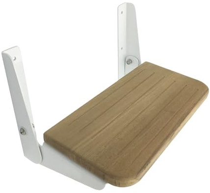 WANGCEPLSD Klappbarer Auto Türpedal, Trittstufe Wohnwagen aus Teakholz aus Aluminiumlegierung, Multifunktional für Bootshelm, Wohnmobil, Camper, Wandmontage, 305 X 120 Mm