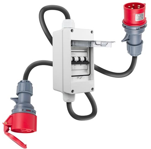 KNMIPJD CEE adapter starkstrom adapter 32a auf 16a adapter starkstrom verlängerungskabel 0.5 m IP44 32A Stecker auf 16A Kupplung mit Leitungsschutzschalter 16A